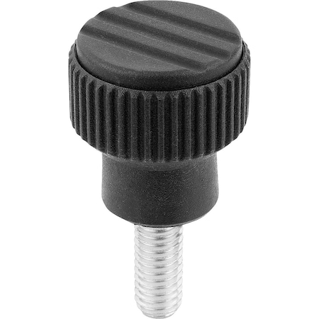 Kipp Knurled Knob Size:1 D=M05 D1=21 H=22 Biopolymer, Black Ral7021 K0247.1010590X10